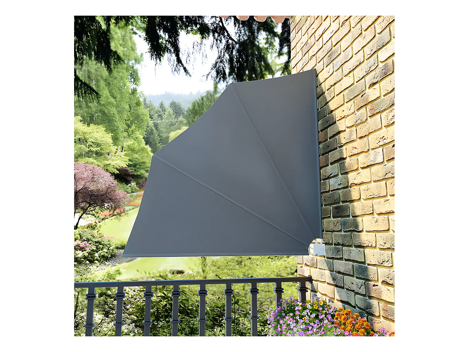 Auvent latéral pliable de balcon Gris 140x140 cm WVGQ4538