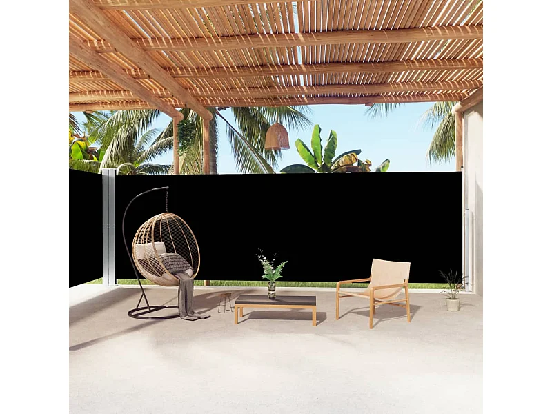Windscherm uittrekbaar 200x1000 cm zwart NL309270