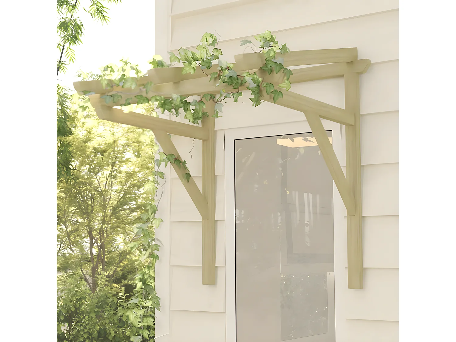 Auvent de porte 100x100x80 cm Bois de pin massif imprégné OWV33416