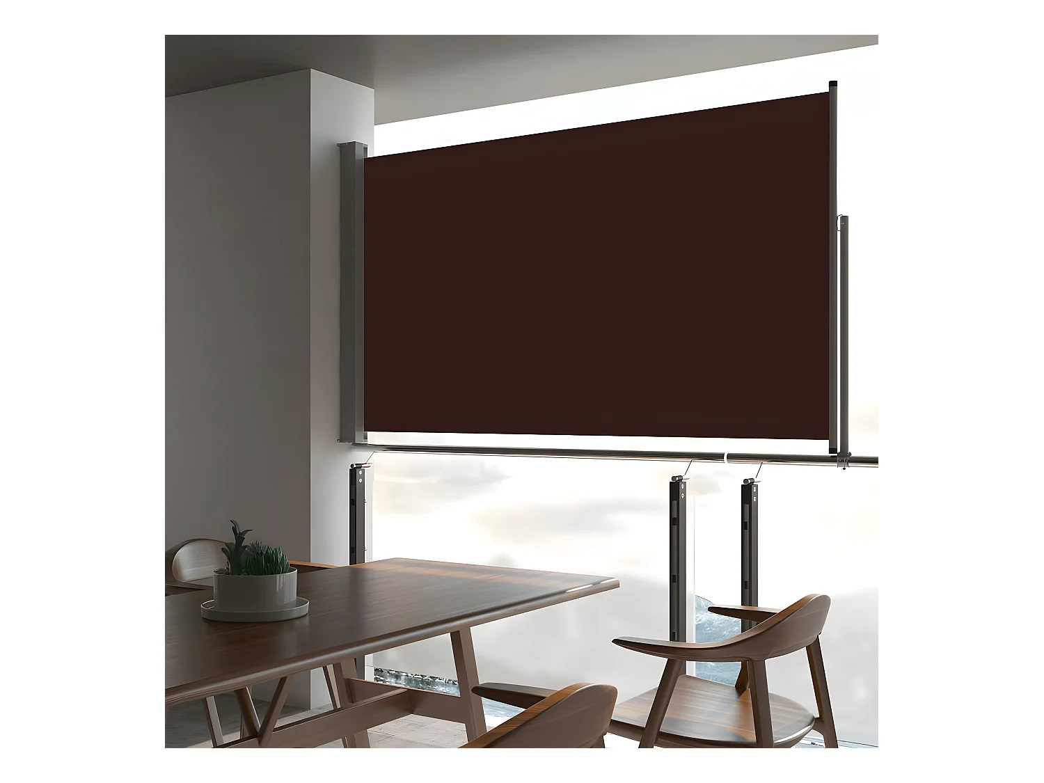 Auvent latéral rétractable de patio 140 x 300 cm Marron WVGQ9446