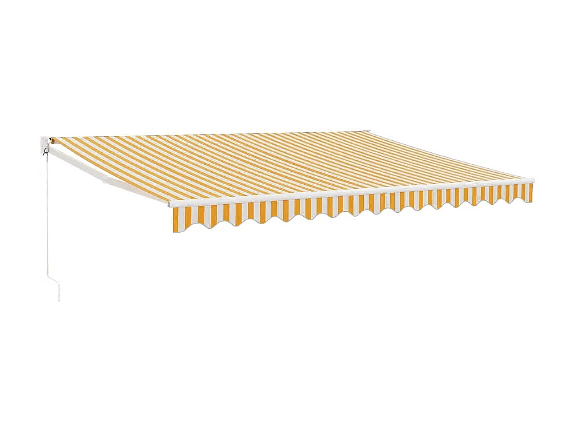 Toldo retráctil aluminio y tela amarillo y blanco 4,5x3 m ES20488