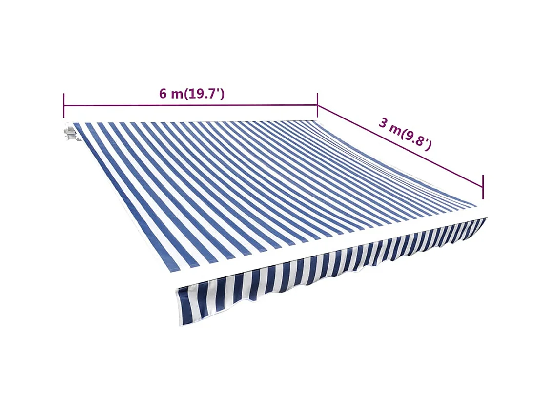Toit d'auvent Toile Bleu et blanc 6x3 m (Cadre non inclus) WVGQ9695