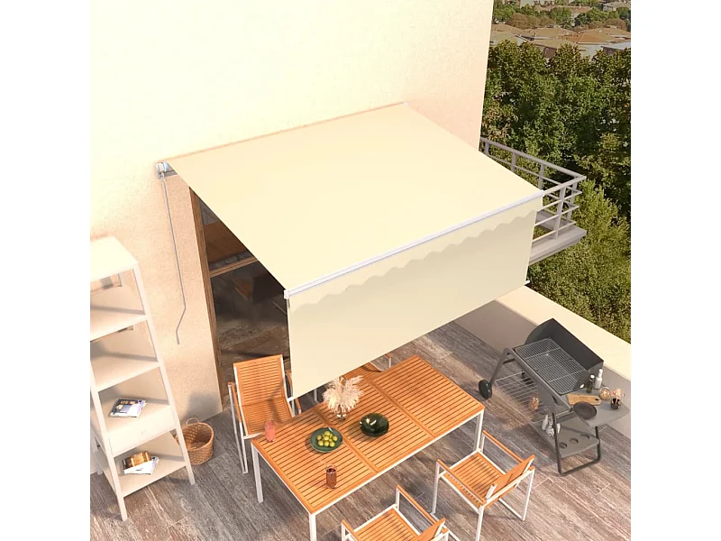 Auvent rétractable manuel avec store 3,5x2,5 m Crème   WVGQ2781