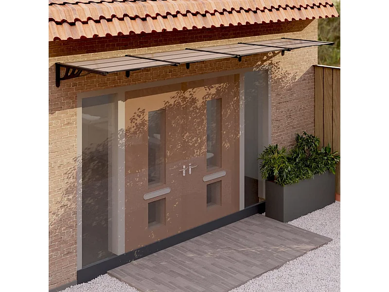 Auvent de porte Noir 396x90 cm Polycarbonate WVGQ7938