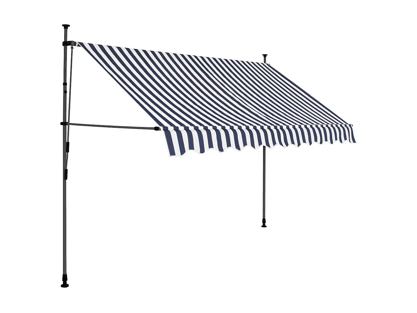 Auvent manuel rétractable avec LED 300 cm Bleu et blanc WVGQ4048