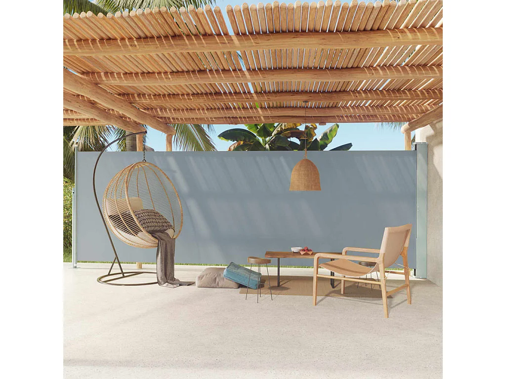Auvent latéral rétractable de patio 180x600 cm Gris WVGQ4107