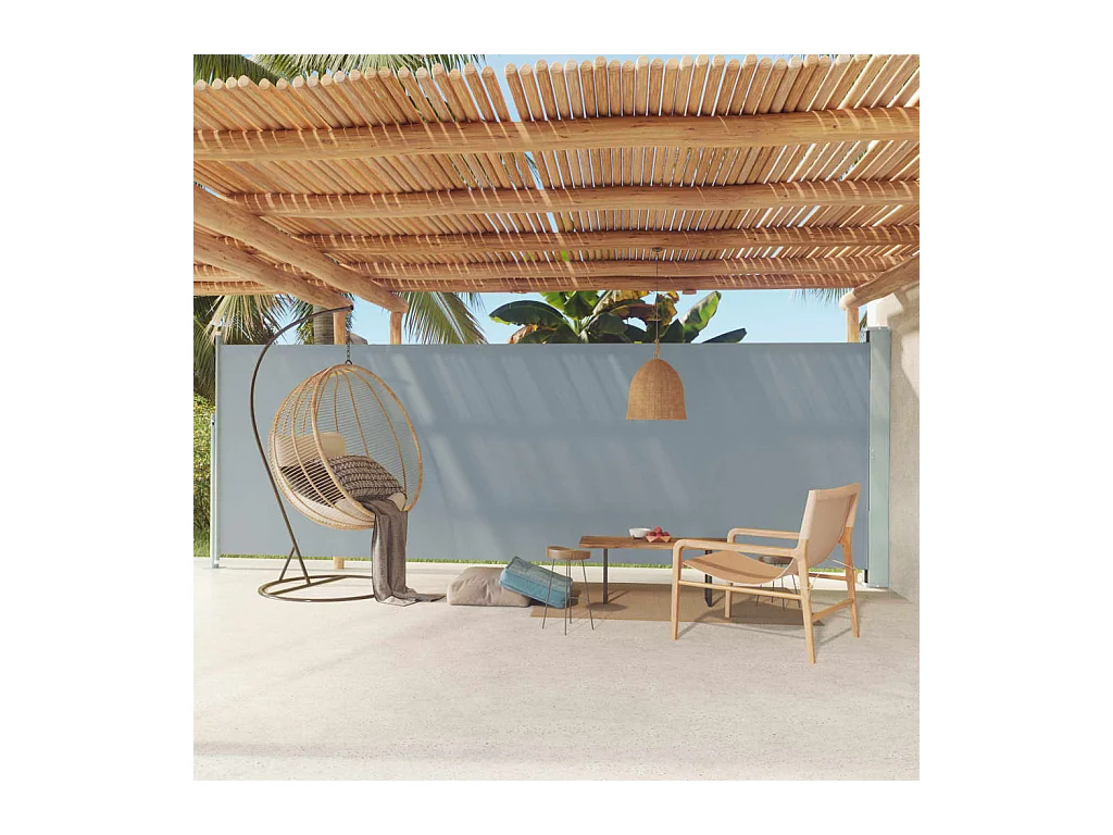 Auvent latéral rétractable de patio 180x600 cm Gris WVGQ4107