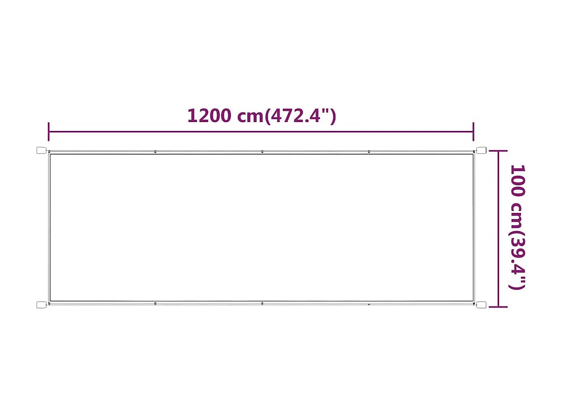 Luifel verticaal 100x1200 cm oxford stof wit NL868793