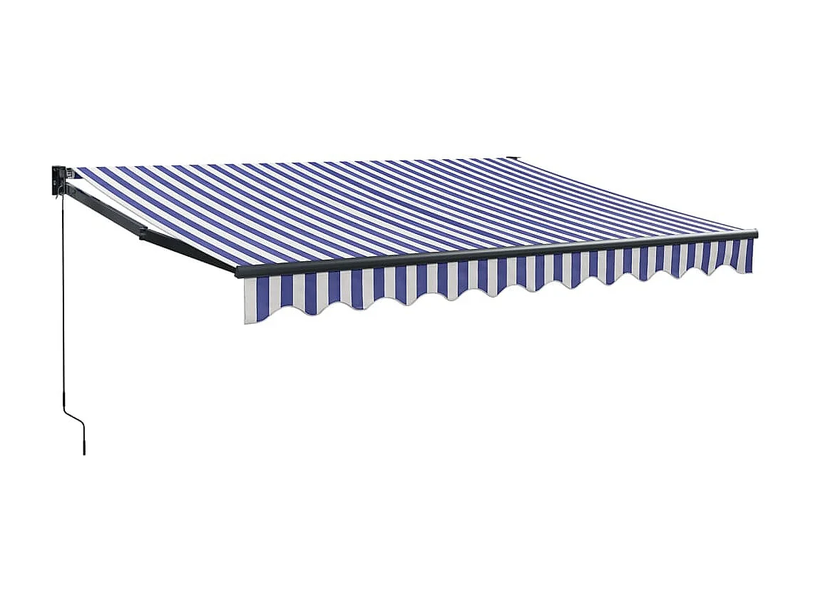 Toldo retráctil aluminio y tela azul y blanco 3,5x2,5 m ES79491