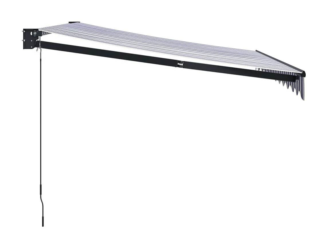 Toldo retráctil aluminio y tela azul y blanco 3,5x2,5 m ES79491