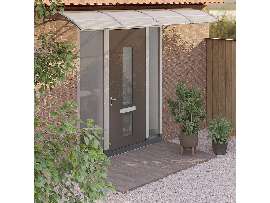 Auvent de porte Gris 350x100 cm Polycarbonate WVGQ2003