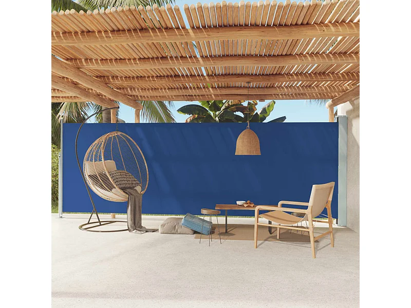 Auvent latéral rétractable de patio 180x600 cm Bleu WVGQ1928
