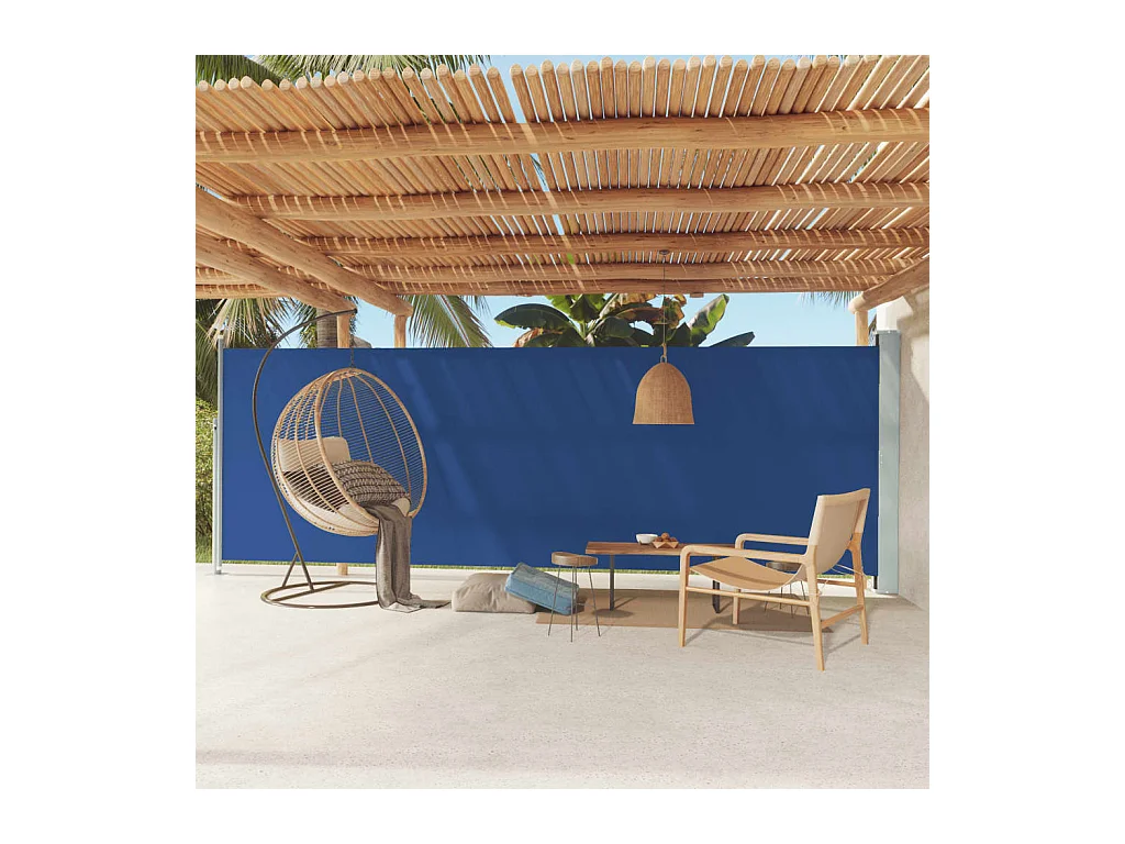 Auvent latéral rétractable de patio 180x600 cm Bleu WVGQ1928
