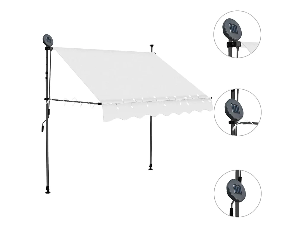 Auvent manuel rétractable avec LED 150 cm Crème WVGQ3034