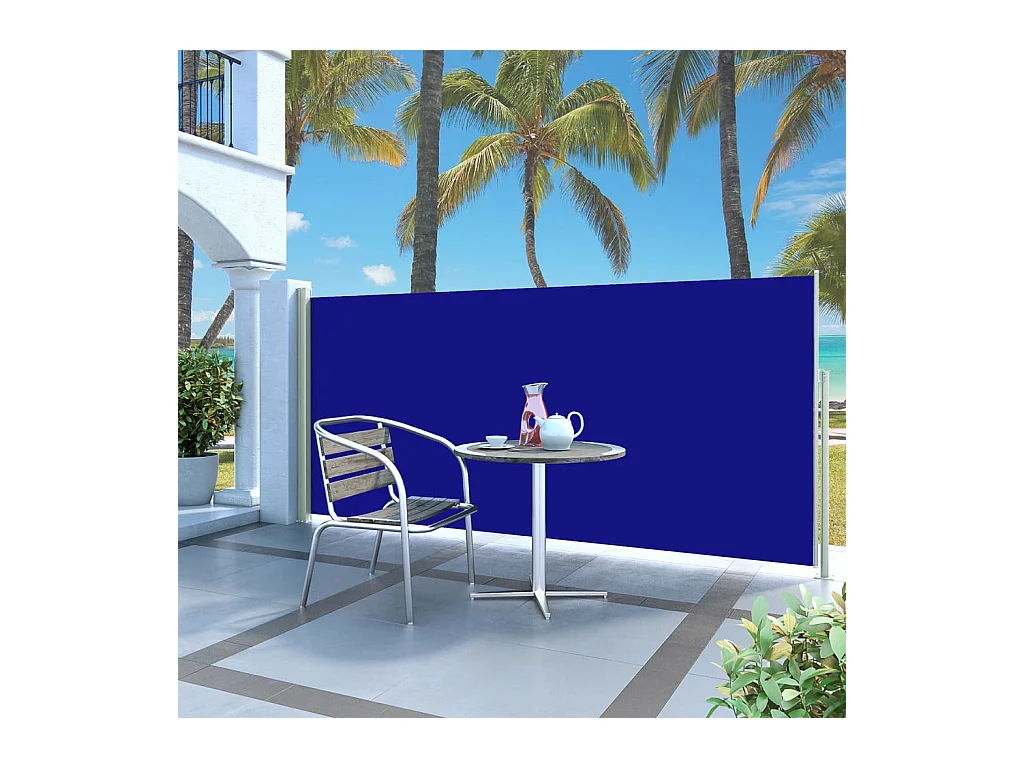 Auvent latéral rétractable de patio 140x300 cm Bleu WVGQ4924