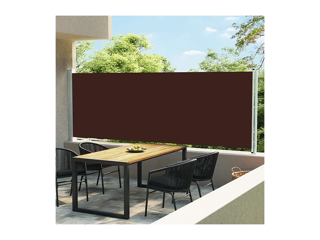 Auvent latéral rétractable de patio 160x600 cm Marron WVGQ2345