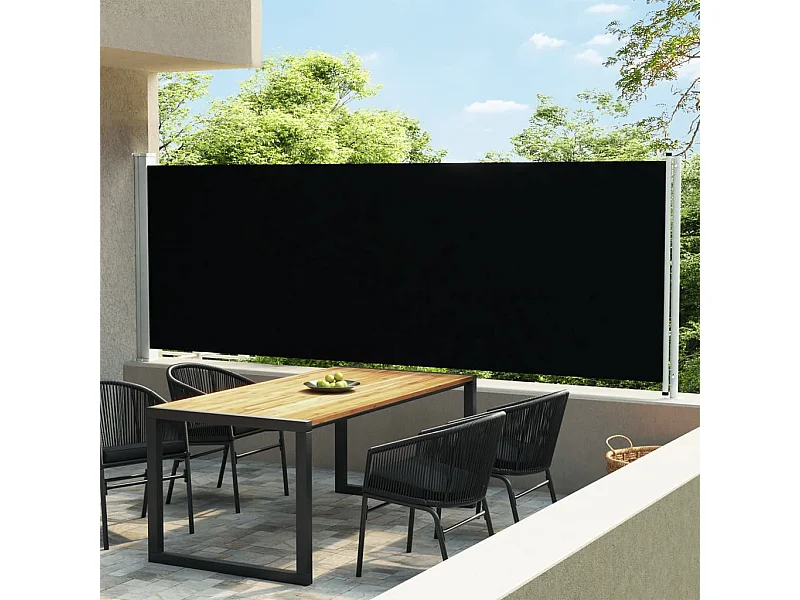 Toldo lateral retráctil para patio negro 600x160 cm ES34350