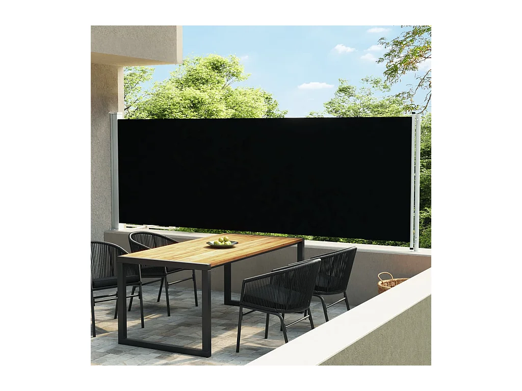 Auvent latéral rétractable de patio 600x160 cm Noir WVGQ8107