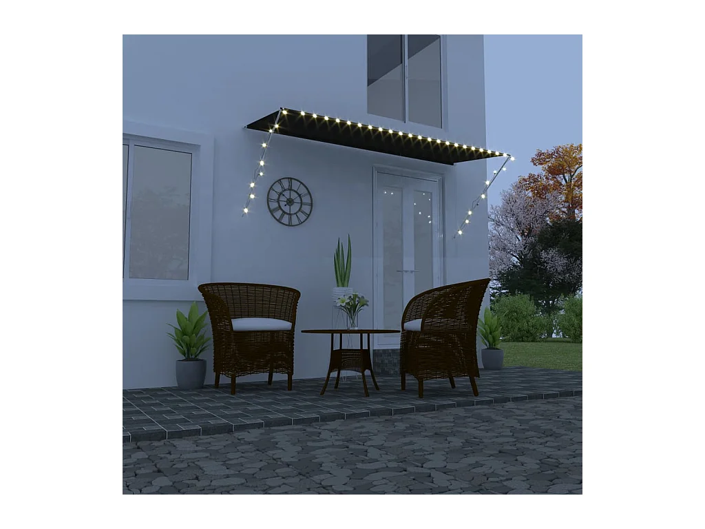 Auvent rétractable avec LED 350x150 cm Anthracite WVGQ9836