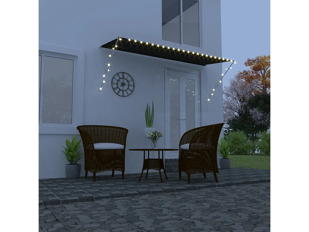 Toldo retráctil con LED gris antracita 350x150 cm ES25807