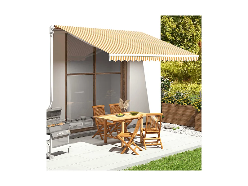 Tissu de remplacement pour auvent Jaune et blanc 4x3,5 m WVGQ5993