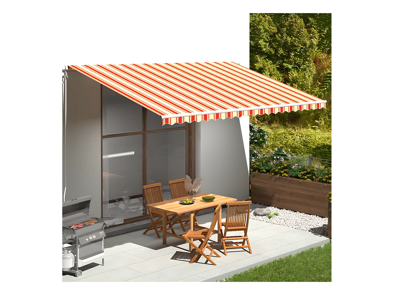 Tissu de remplacement pour auvent Jaune et orange 5x3 m WVGQ8023
