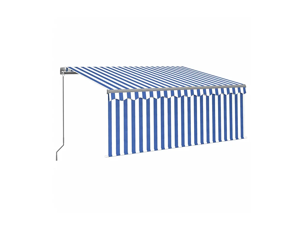 Auvent manuel rétractable et store et LED 3x2,5 m Bleu et blanc WVGQ4062