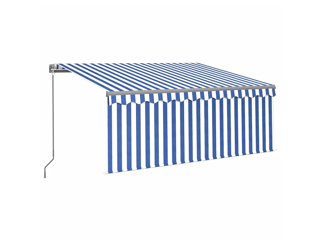 Auvent manuel rétractable et store et LED 3x2,5 m Bleu et blanc WVGQ4062