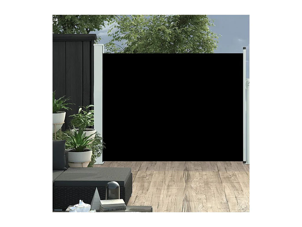 Auvent latéral rétractable de patio 140x500 cm Noir OWV97739