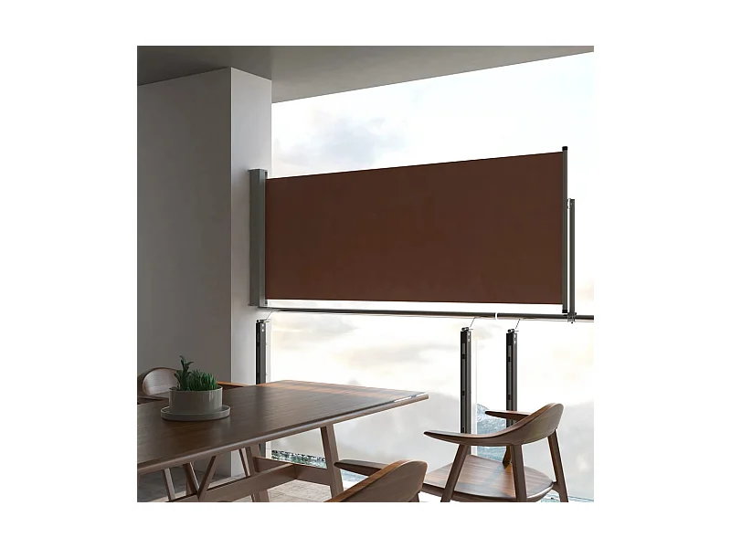 Toldo lateral retráctil de jardín marrón 100x300 cm ES75312