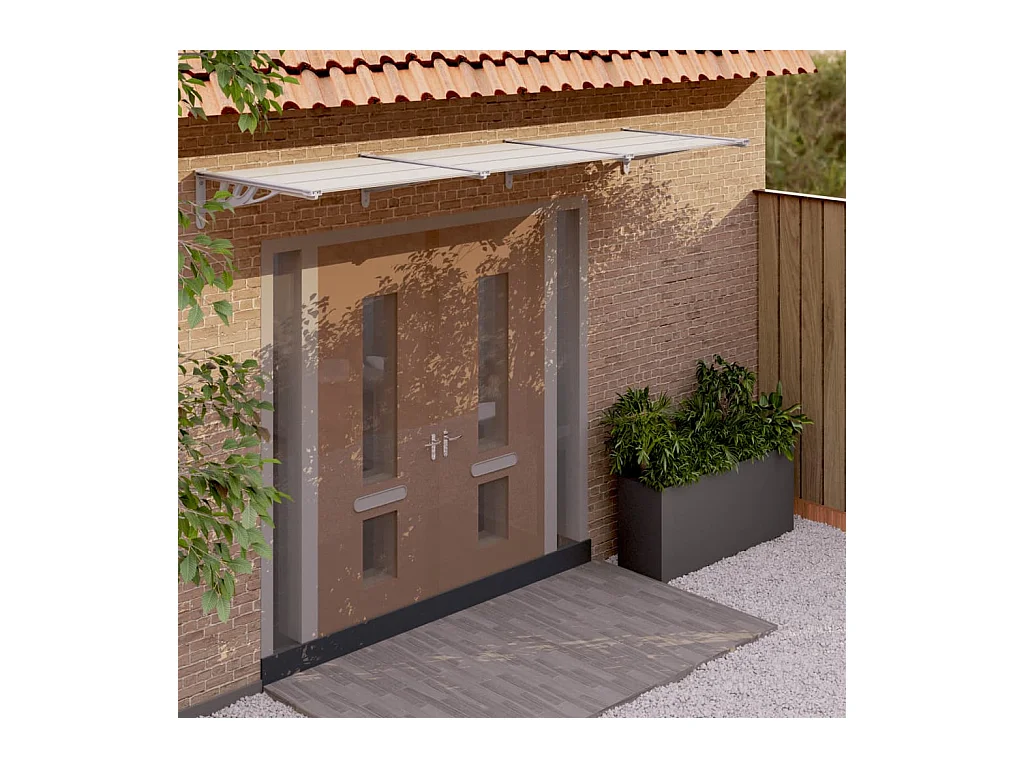 Auvent de porte Gris et transparent 358,5x90 cm Polycarbonate WVGQ5010