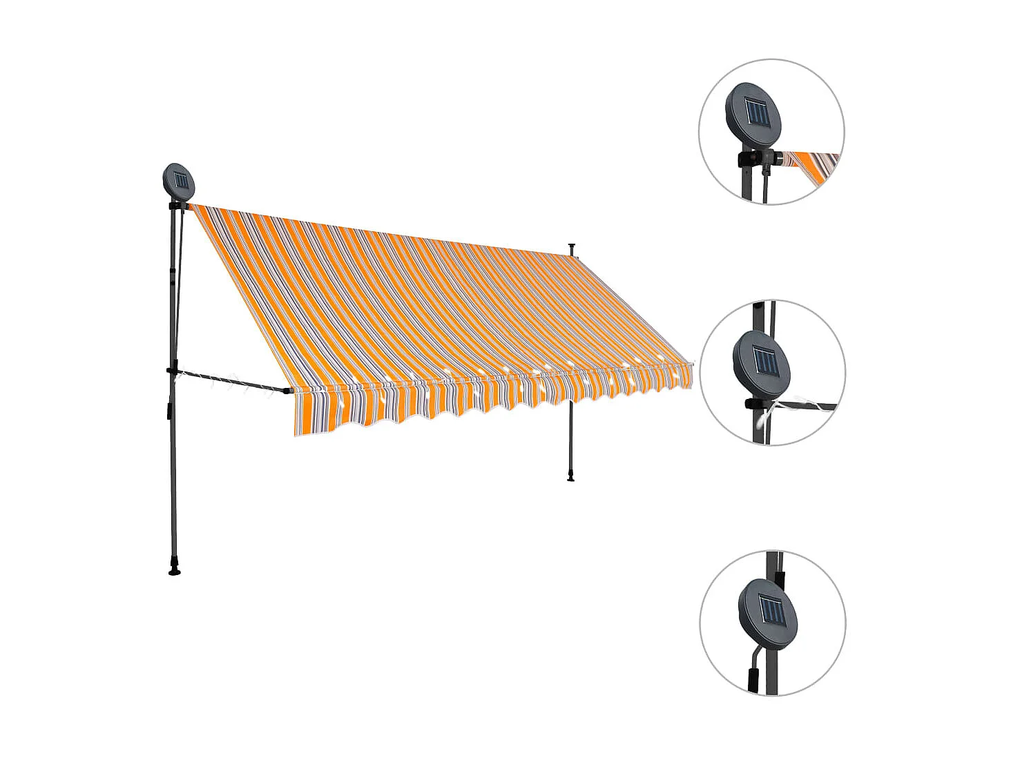 Auvent manuel rétractable avec LED 350 cm Jaune et bleu WVGQ3399