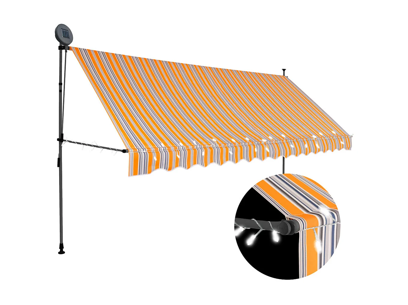 Luifel handmatig uitschuifbaar met LED 350 cm geel en blauw NL250371