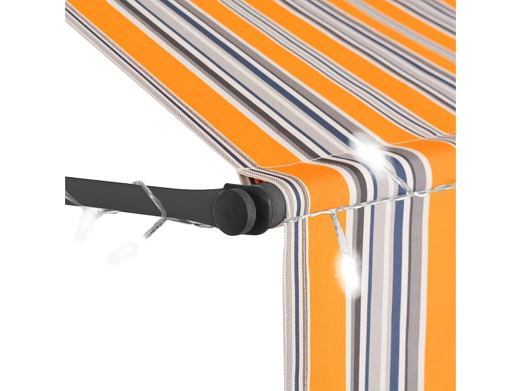 Luifel handmatig uitschuifbaar met LED 350 cm geel en blauw NL250371