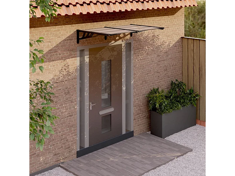 Marquesina de puerta policarbonato negro 152,5x90 cm ES13160