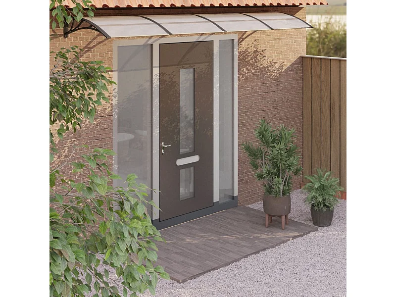 Auvent de porte Noir et transparent 350x80 cm Polycarbonate WVGQ1984