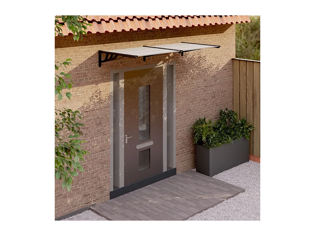 Auvent de porte Noir et transparent 199x90 cm Polycarbonate WVGQ6880