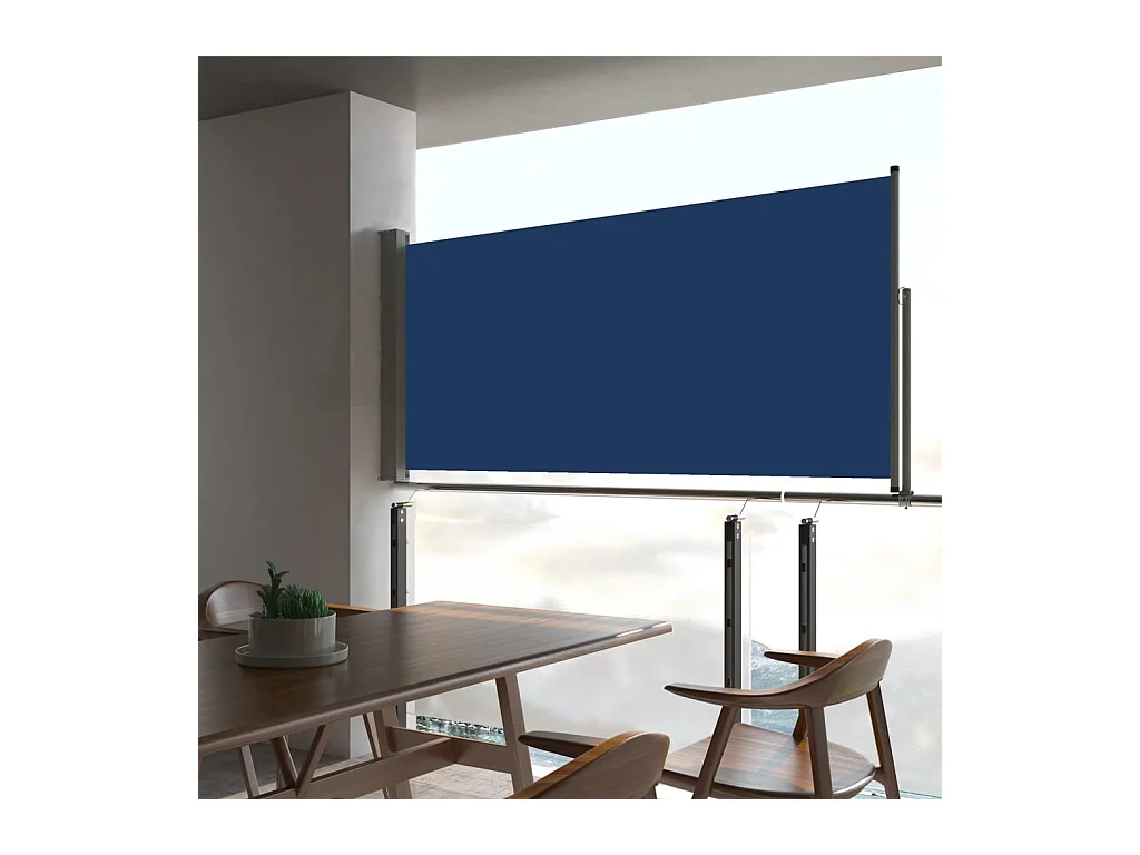 Auvent latéral rétractable de patio 60x300 cm Bleu WVGQ8348