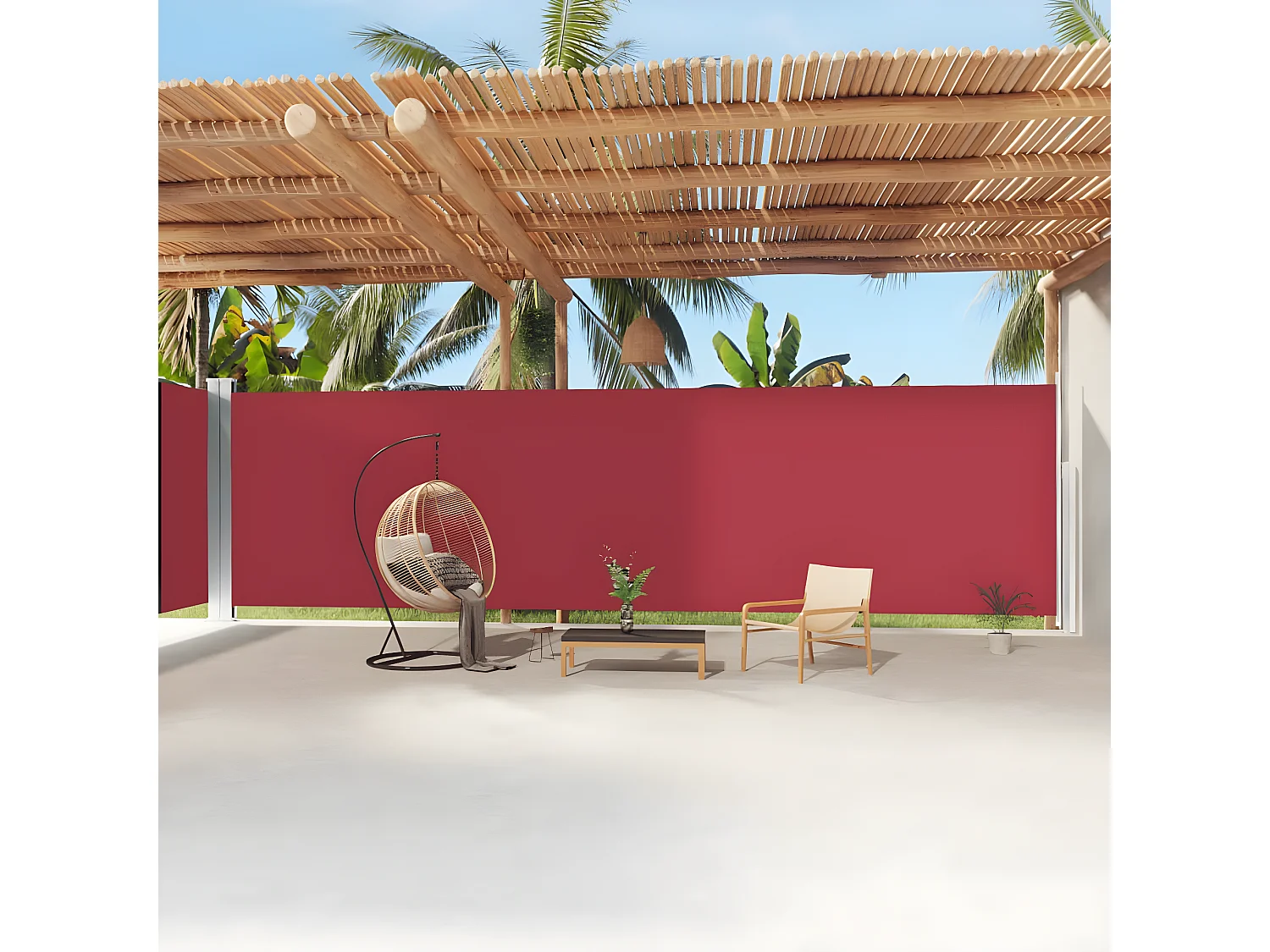 Auvent latéral rétractable Rouge 220x1200 cm WVGQ3746