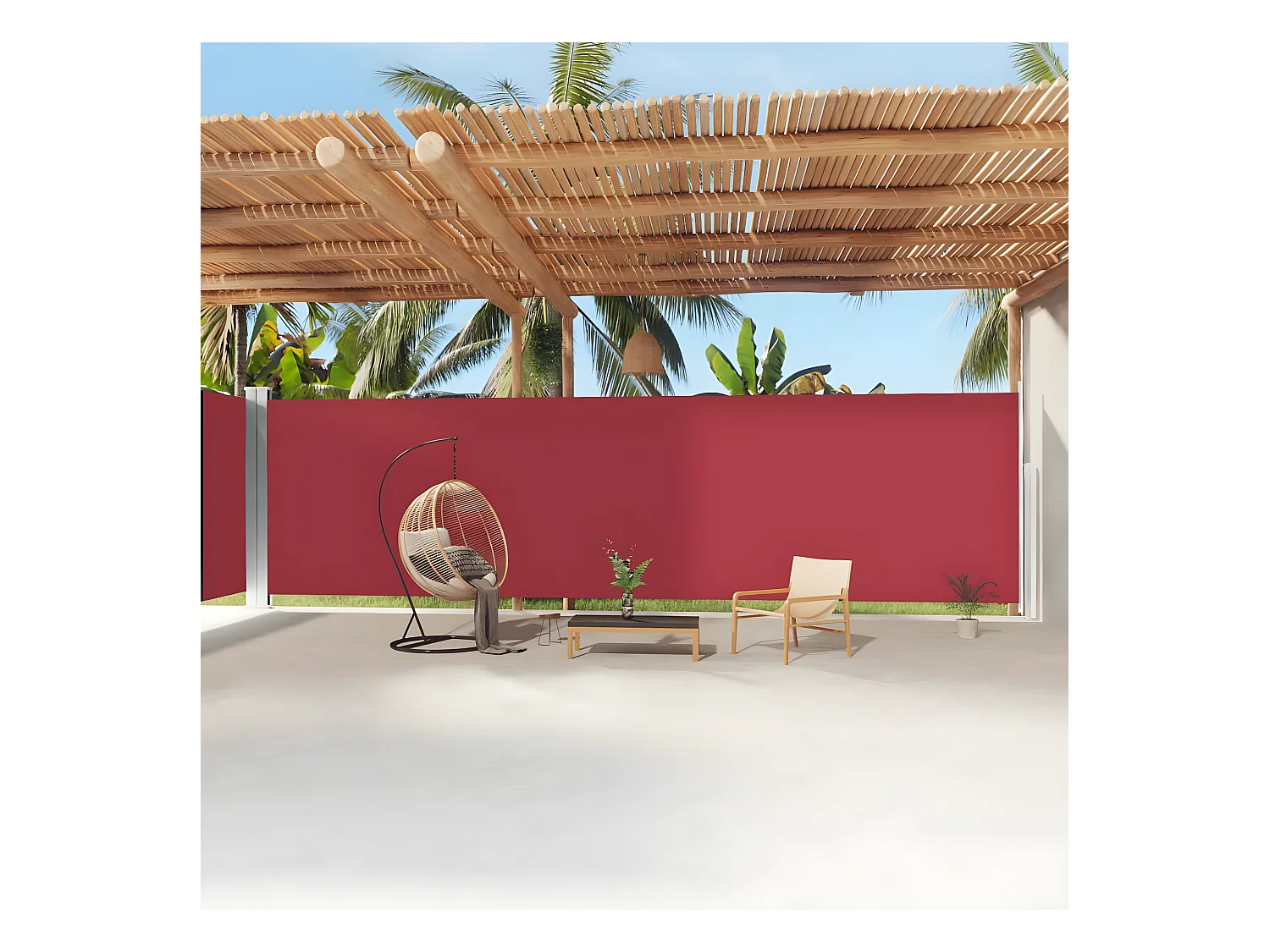 Auvent latéral rétractable Rouge 220x1200 cm WVGQ3746