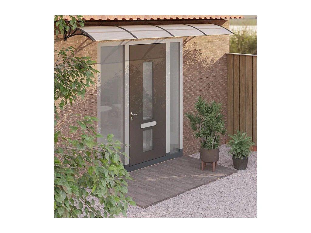 Auvent de porte Noir et transparent 400x80 cm Polycarbonate WVGQ8216