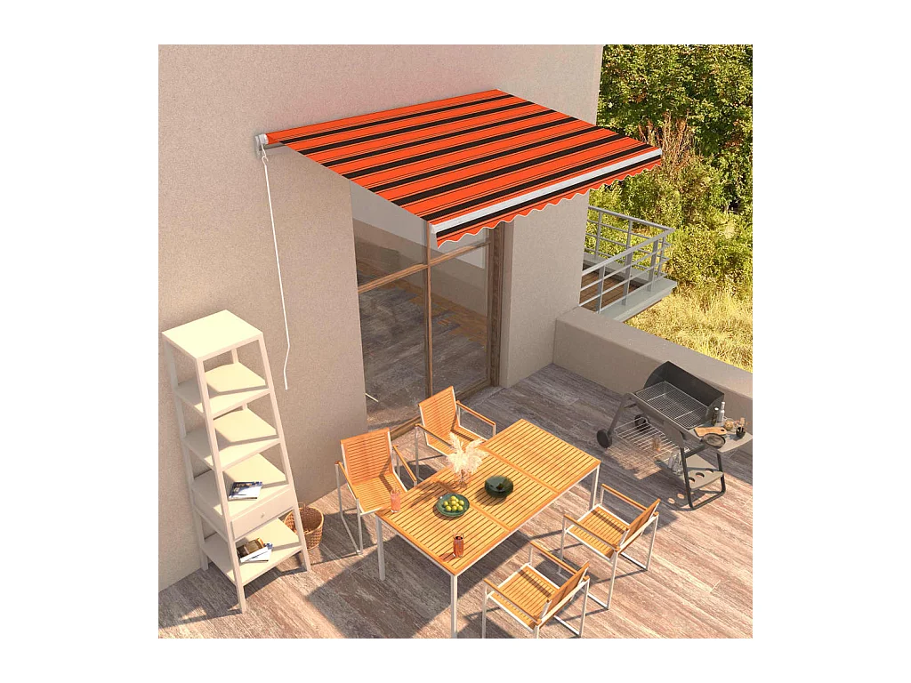 Auvent manuel rétractable 350x250 cm Orange et marron WVGQ5392