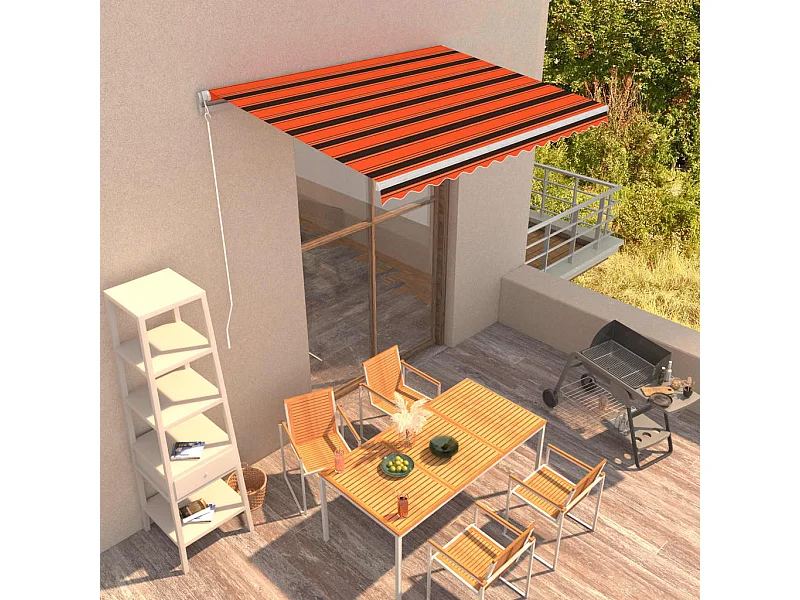 Auvent manuel rétractable 350x250 cm Orange et marron WVGQ5392