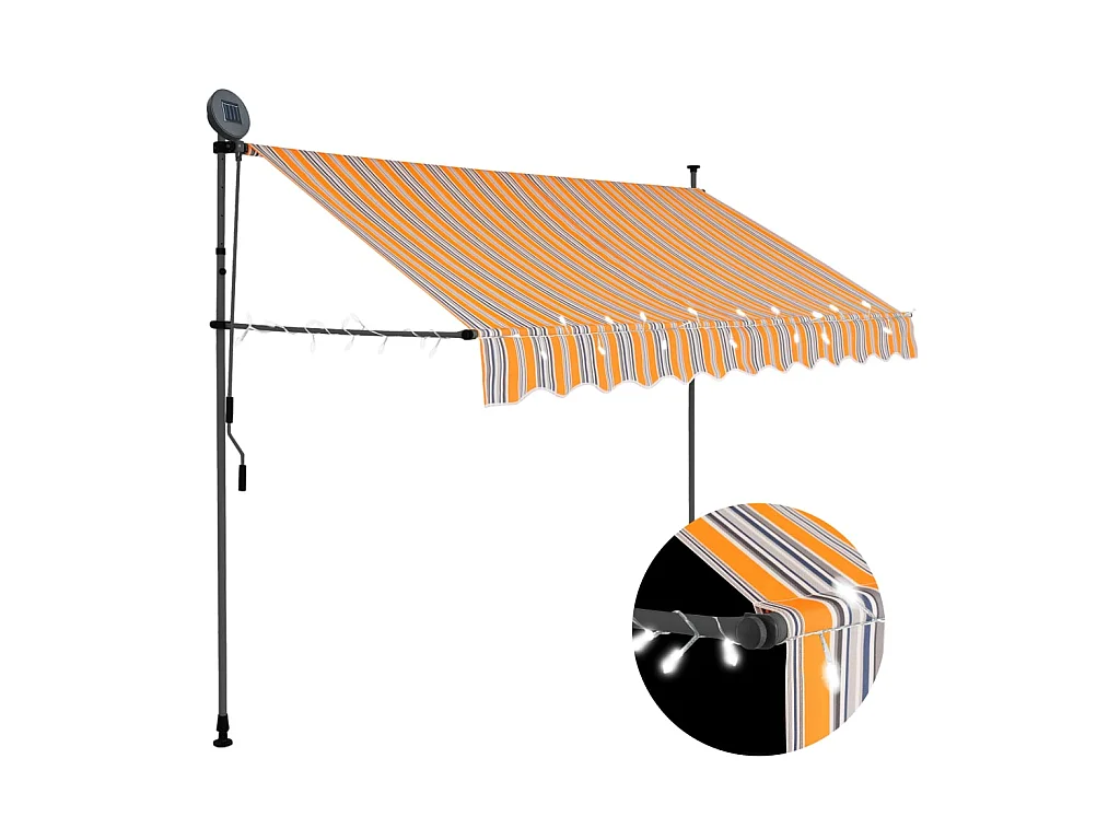 Auvent manuel rétractable avec LED 300 cm Jaune et bleu WVGQ5812