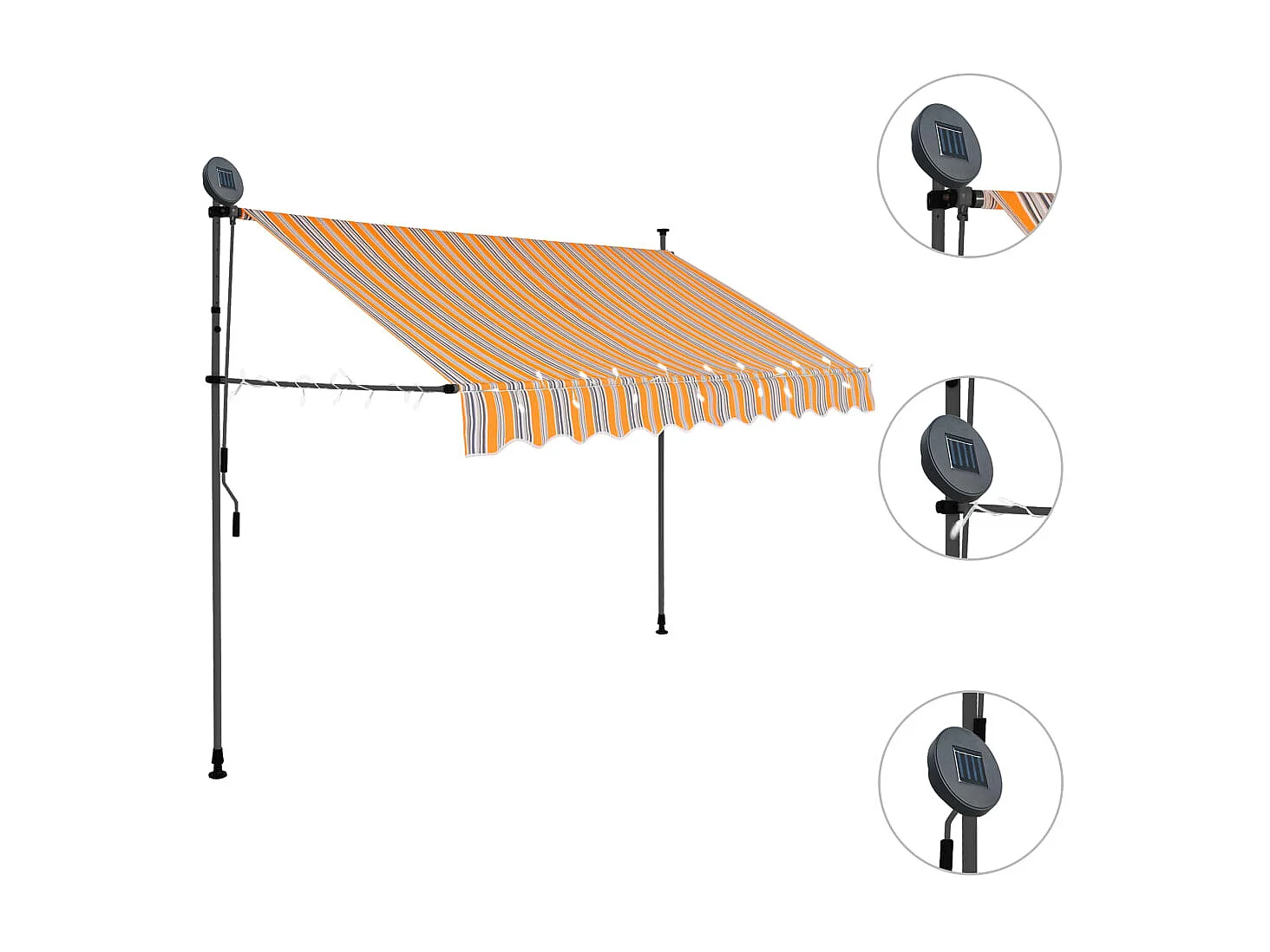 Auvent manuel rétractable avec LED 300 cm Jaune et bleu WVGQ5812