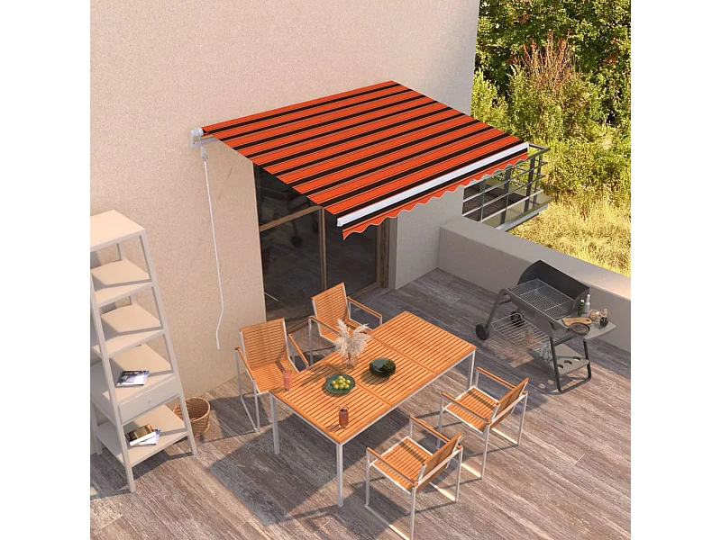 Toldo automático retráctil naranja y marrón 300x250 cm ES63373