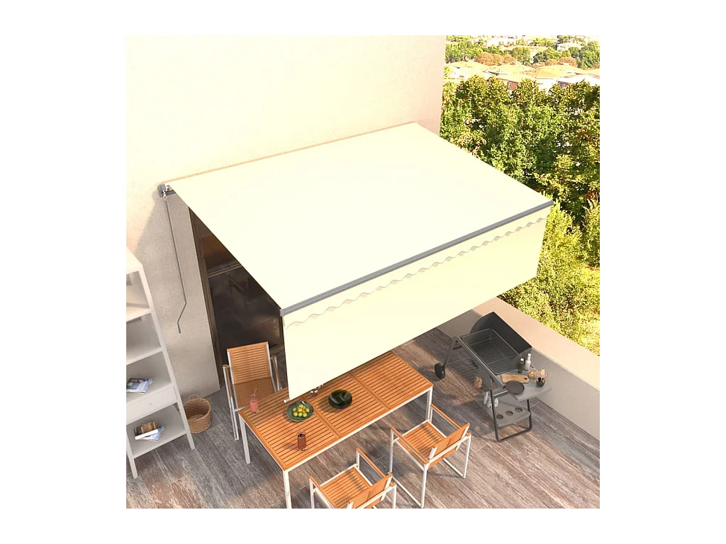 Auvent manuel rétractable avec store 4x3 m Crème WVGQ1666