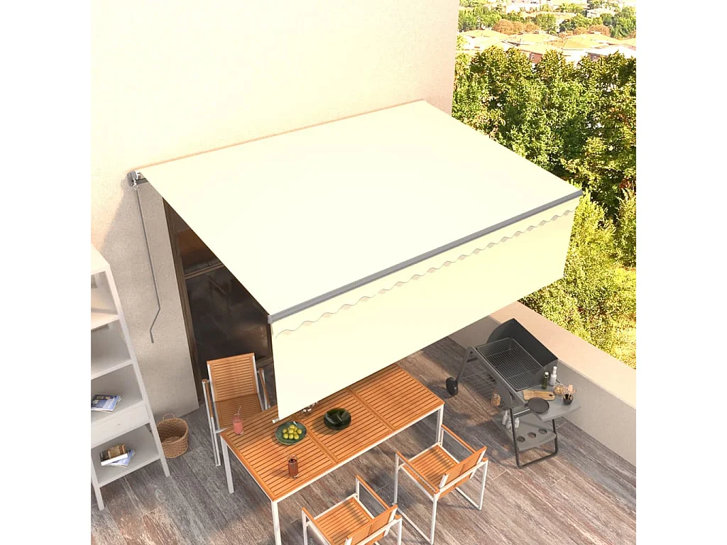 Auvent manuel rétractable avec store 4x3 m Crème WVGQ1666