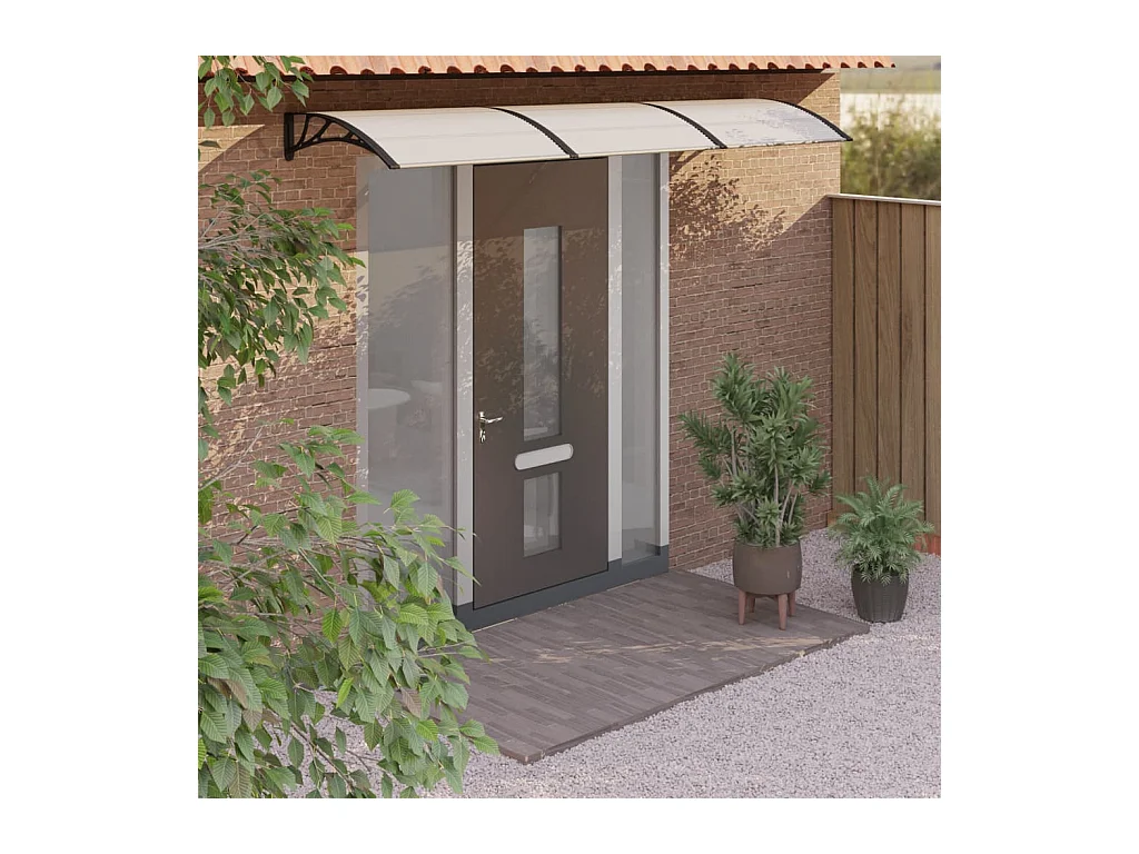 Auvent de porte Noir et transparent 300x80 cm Polycarbonate WVGQ5142