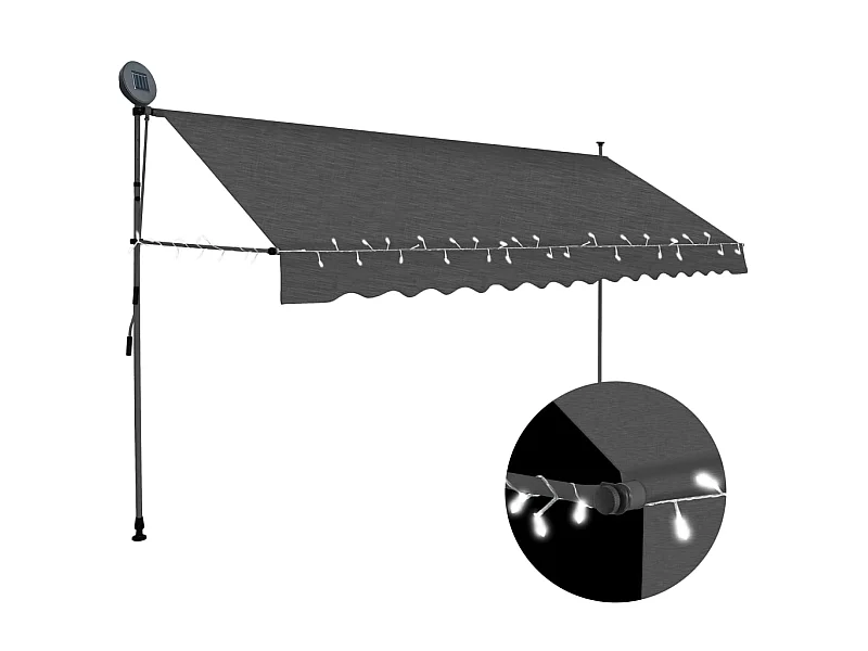 Auvent manuel rétractable avec LED 350 cm Anthracite WVGQ8594